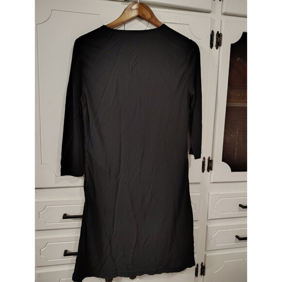 Garnet Hill Shift Beaded Dress Black Women Size 4 V Neck 3/4 Sleeves - Picture 8 of 9